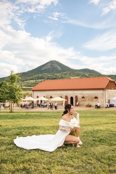Nevěsta na louce pod kopcem